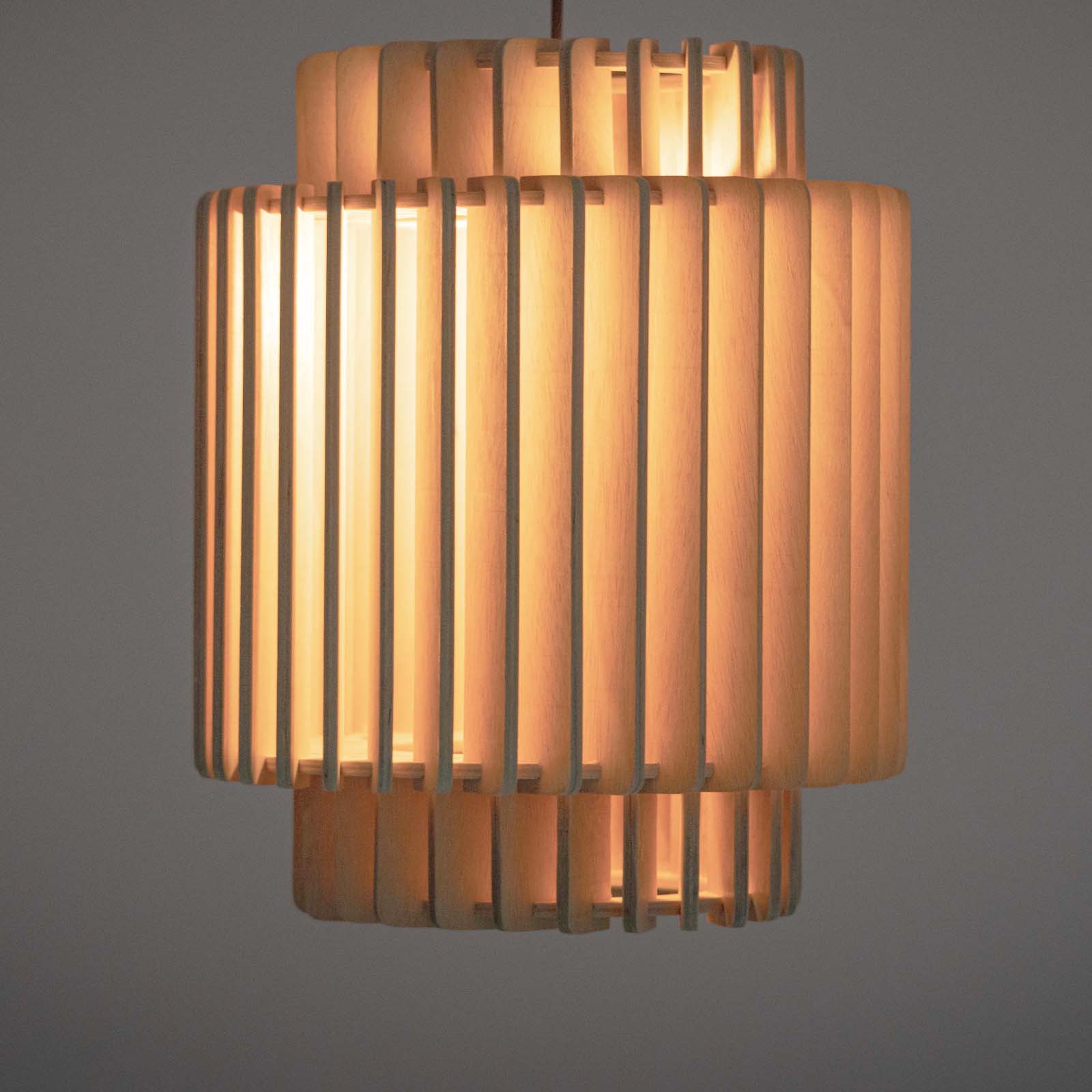 IK lamp 3 Lampe en bois IK Lamp à lumière indirecte, deux cylindres imbriqués